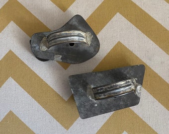 2 vintage handmade metal cookie cutters