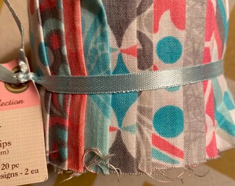 pink and teal 20 pc quilt fabric jelly roll (fab)