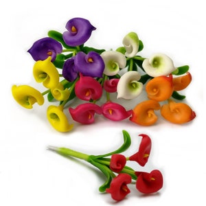 6 van Poppenhuis Miniatuur Accessoires Kleurrijk Leeg Boeket Kunstbloemen Calla Lilly Fairy Garden Ornament Plant Schaal 1:12