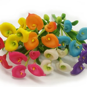 Poppenhuis miniatuur Calla Lelie boeket: polymeerklei Fairy Garden Decor 1/12 schaal