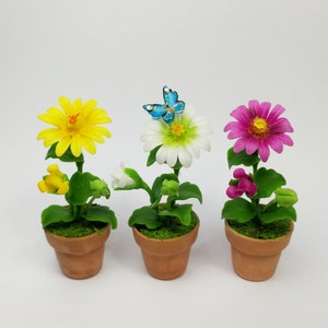 Splendidi fiori artificiali Scatola regalo in terracotta Magneti per frigorifero 3D Set di biglietti per messaggi Piante in miniatura
