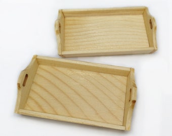 Dollhouse Miniatures Accessories 2 of Empty Wooden Food Serving Trays  Doll Kitchenware Collection