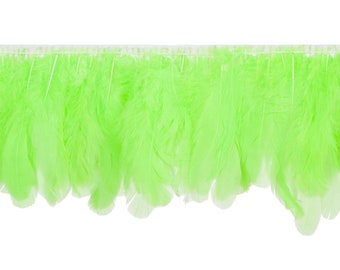 Hot Green Handmade Goose Duck Feather Trim Fringe - Easter Basket Trim