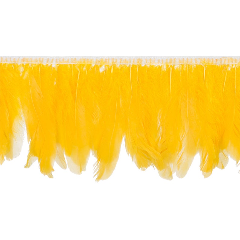 Golden Yellow Handmade Goose Duck Feather Trim Fringe Easter Basket Trim image 1