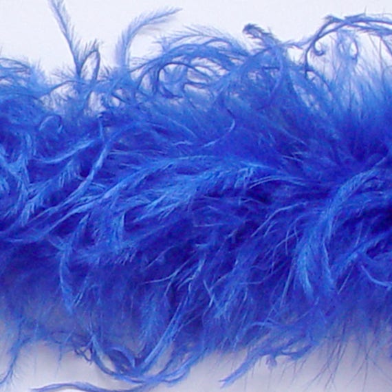 6 Feet Long - Sapphire - Royal Blue 1 Ply Curly Ostrich Feather Boas - 2 Yards - Great for Baby Hair Bows!