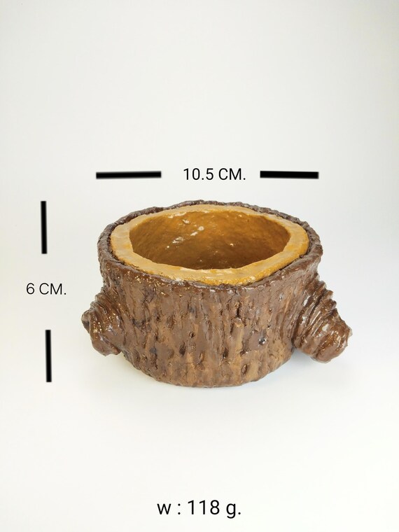 Fioriera In Resina A Forma Di Legno Per Piante Grasse E Cactus - Vaso Rustico Con Foro Di Drenaggio - 40x10x13,5 Cm - Per Interni/Esterni