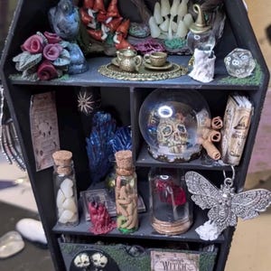 8.5” Coffin Display Shelf | Gothic Shadow Box, Witchy Organizer (Empty)