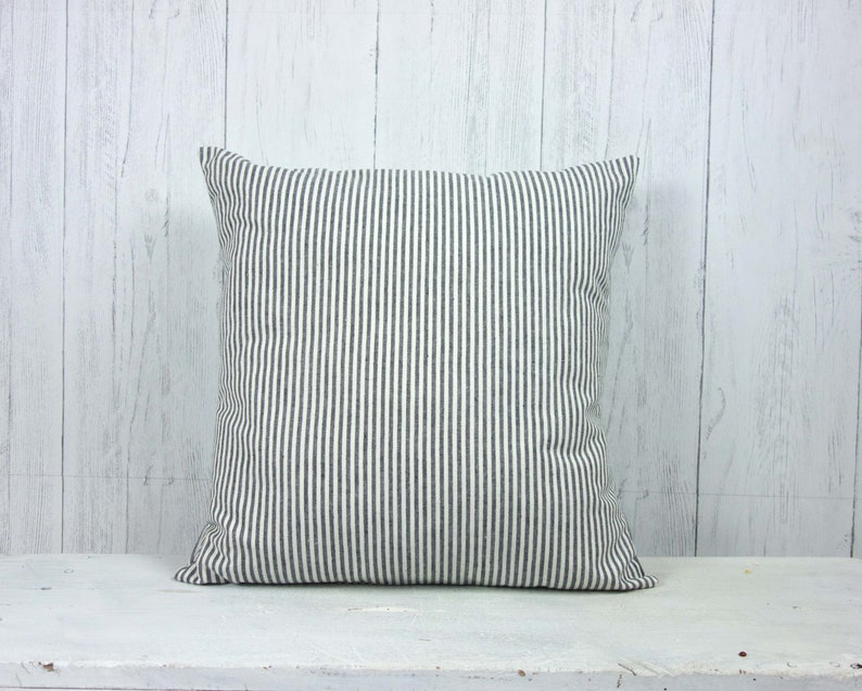 Organic body pillow covers. Ticking stripe throw pillow covers. Body pillow case. Farmhouse decor. Custom sizes. image 3