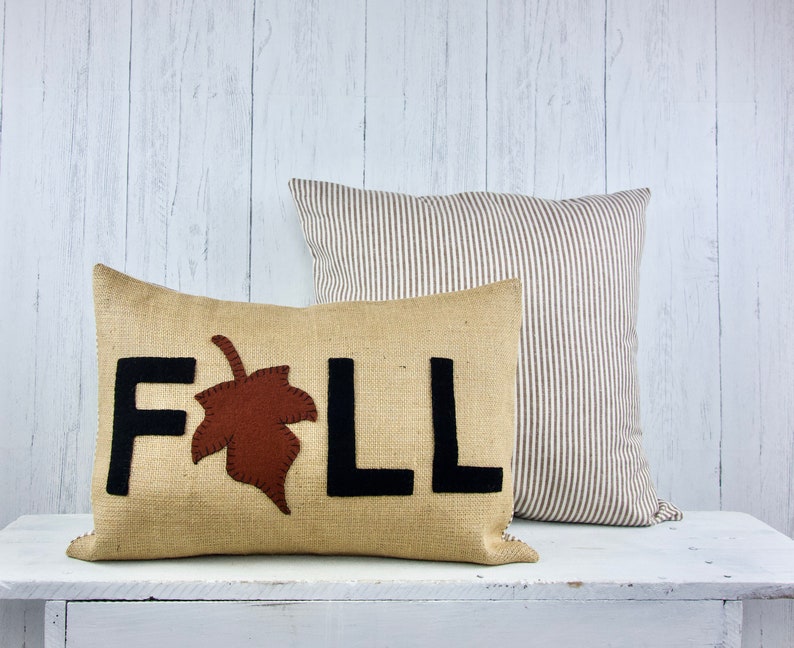 Organic Fall Lumbar Pillow Cover. Autumn Leaves Cushion Cover. Etsy