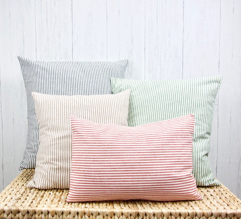 Organic body pillow covers. Ticking stripe throw pillow covers. Body pillow case. Farmhouse decor. Custom sizes. image 2