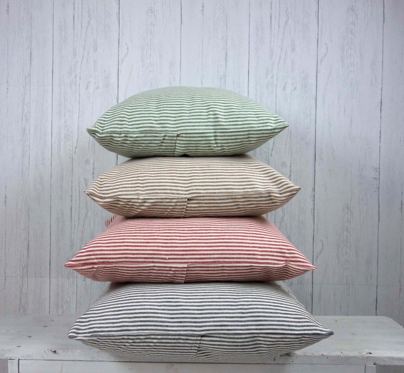 Organic Farmhouse Pillow Cover 20X20. Green Ticking Stripe Etsy
