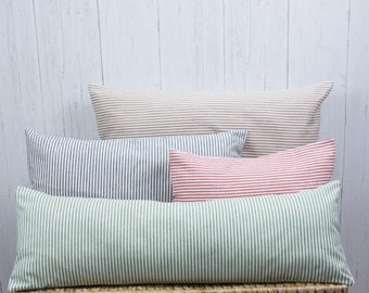 Organic body pillow covers.  Ticking stripe throw pillow covers.  Body pillow case.  Farmhouse decor.  Custom sizes.