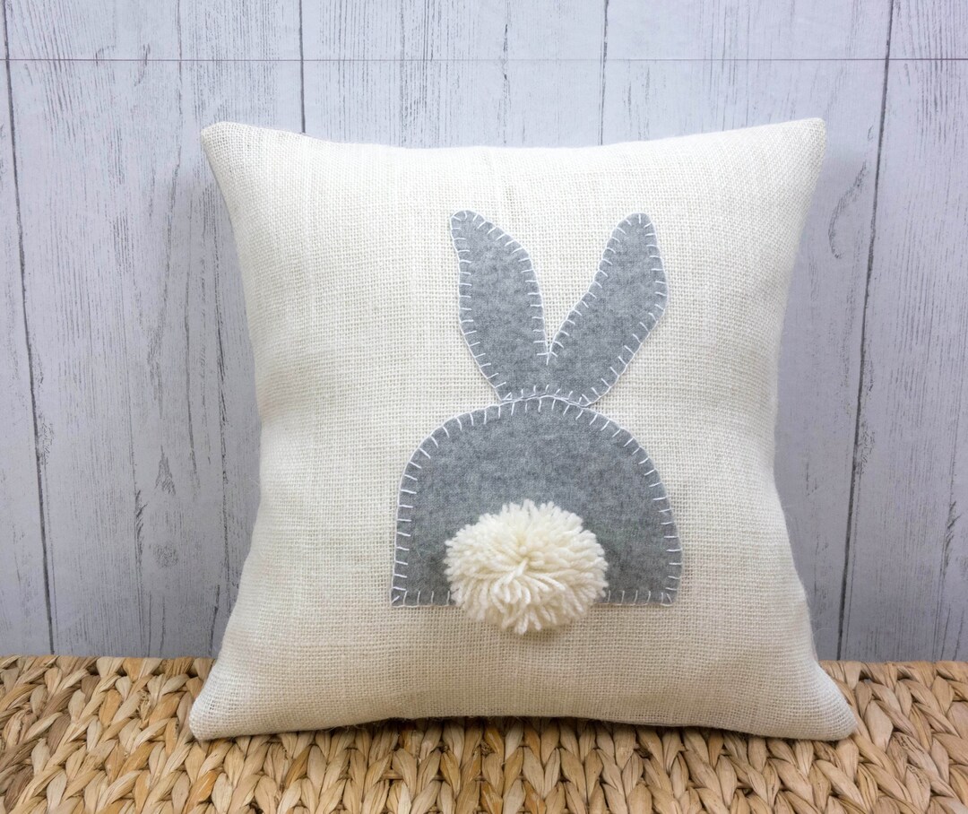 Organic Bunny Pillow Cover. Organic Throw 14X14. Rabbit Pillow Cover