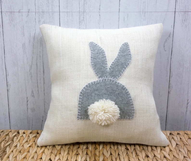 Organic Bunny Pillow. Organic throw pillow 14X14. Rabbit Etsy