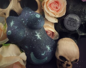 Goddess Hecate Bath Bomb | Deity Bath Bombs | Wiccan Gift | Halloween Gift | Adult Bath Bomb with Toy | Black Bath Bomb