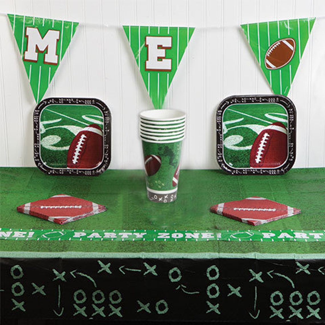 Football Theme Party Paper Plates Cups Napkins Tablecloth Etsy