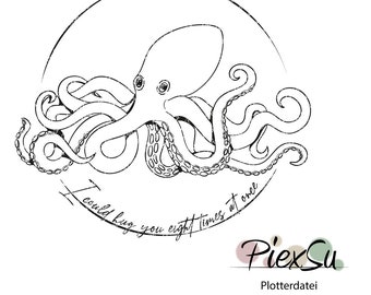 Plotterdatei Oktopus als dxf + svg für Silhouette, Brother + Cricut | Oktopus plotten