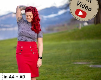 eBook Pattern Pencil Skirt PiexSu Rispli Size 32 - 56