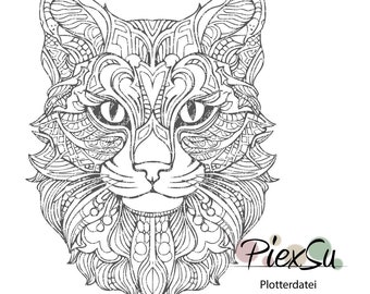 Plotterdatei "Boho Cat" - DXF, SVG, jpg & png - Silhouette, Brother, Cricut | PiexSu