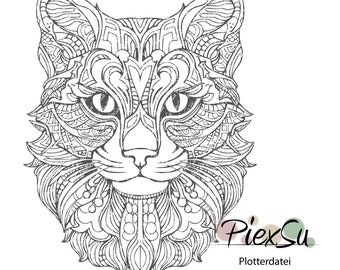 Plotterdatei Katze als dxf + svg für Silhouette, Brother + Cricut | Katze plotten | Mandala plotten | Plotterdatei "Boho Cat"