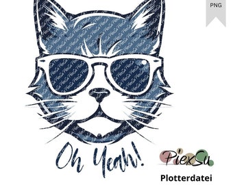 Plotterdatei Katze als dxf + svg für Silhouette, Brother + Cricut | Katze plotten | Plotterdatei "Cool Cat" von PiexSu