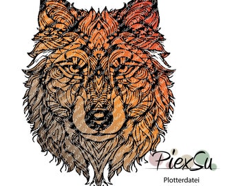 Plotterdatei Wolf als dxf + svg für Silhouette, Brother + Cricut | Wolf plotten | Plotterdatei "Wild Wolf" von PiexSu