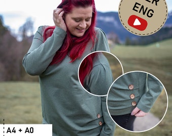 Schnittmuster Damenshirt Pullover PiexSu Ritla als PDF in A4 und A0 mit Ebenen (ENG + GER)