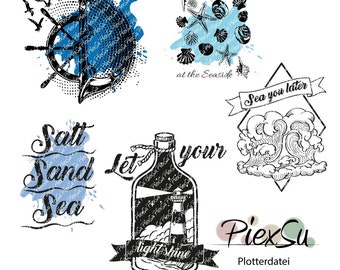 Plotterdatei Set "Love the Sea" - DXF, SVG, jpg & png - Silhouette, Brother, Cricut | PiexSu