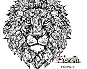 Plotterdatei - Lionking | Löwe, Boho, Mandala | von PiexSu dxf, svg, jpg, png (GER)