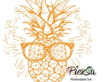 Plotterdatei Ananas als dxf + svg für Silhouette, Brother + Cricut | Ananas plotten | Plotterdatei "Summer Pineapple" von PiexSu