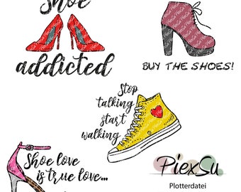 Plotterdatei Set "Shoes Shoes Shoes" von PiexSu dxf, svg, jpg, png (GER)