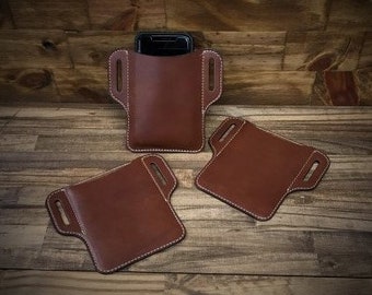 Funda de cuero marrón medio para teléfono, funda universal para cinturón