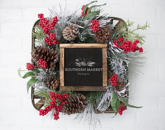 Christmas Mockup 6x6 Sign Mockup Wood Frame