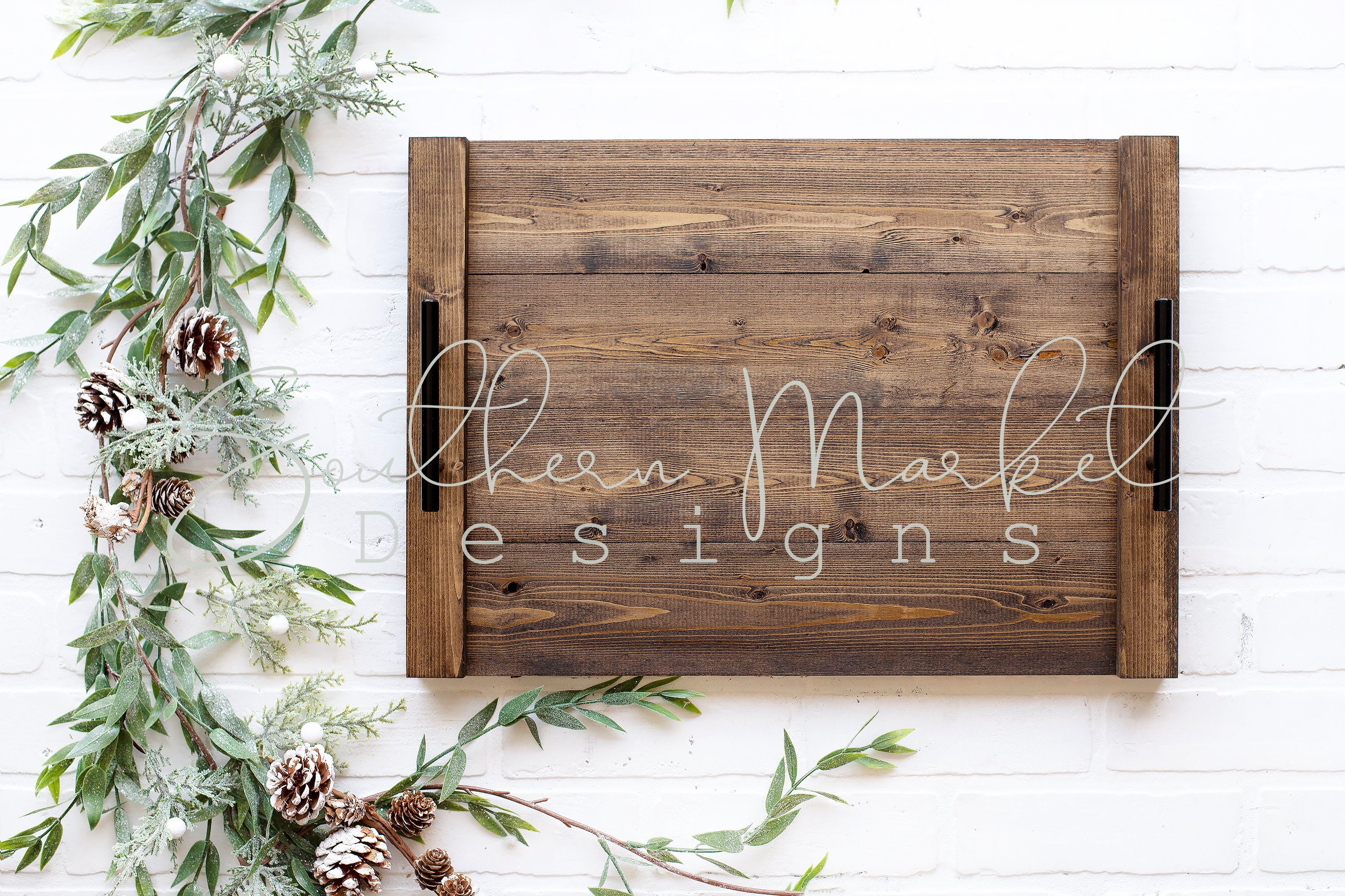 14x20 Wood Christmas Tray Mock up Wood Round Flat Lay Tray Etsy