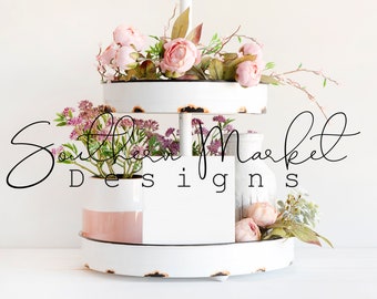 Wood Sign Tiered Tray Wood 6x6 Sign Mock Up White Wood Mock Up Styled Product Stock Photography Farmhouse Wood Sign Mock Up