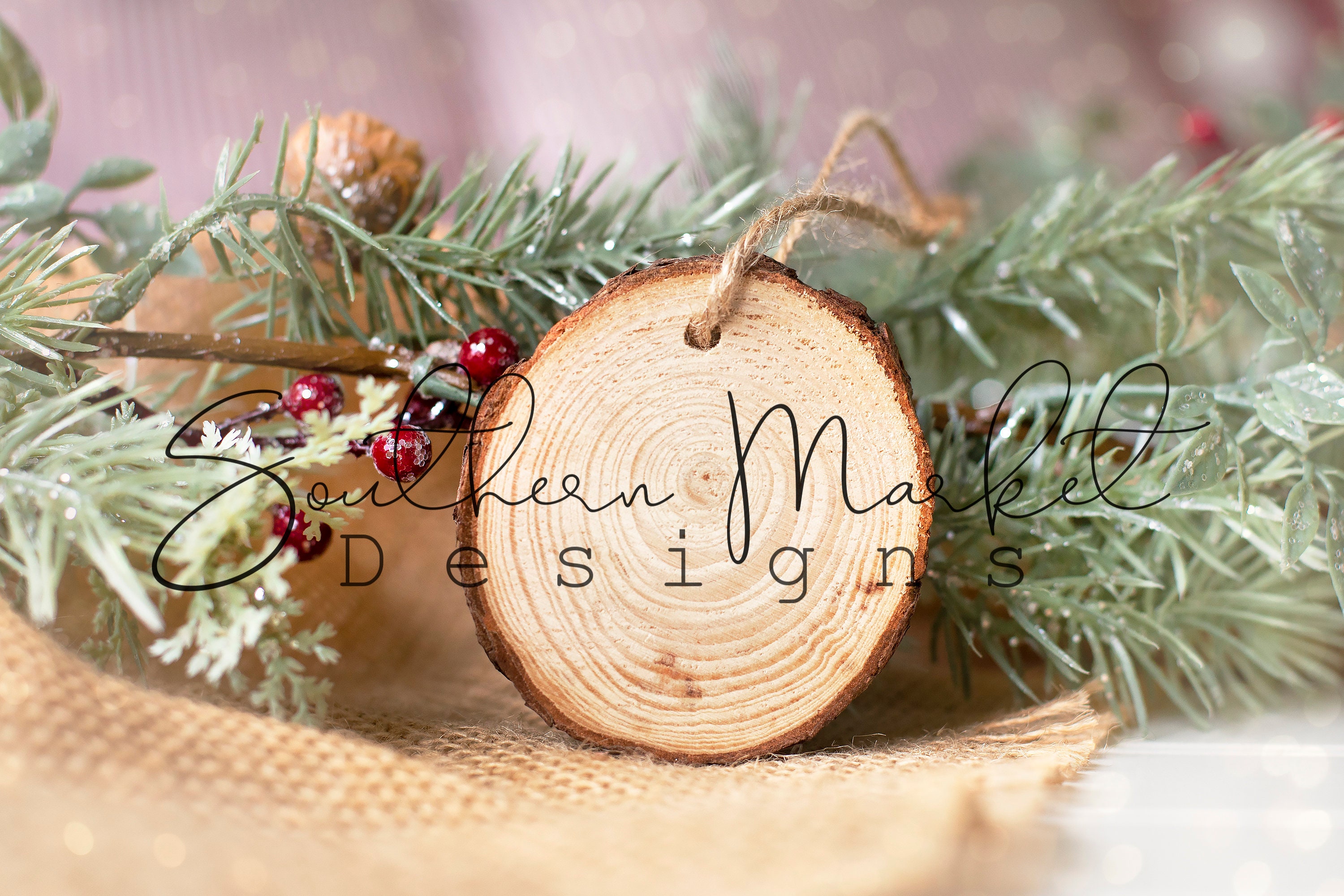 Wood Round Ornament Mockup Christmas Mockup Ornament Etsy