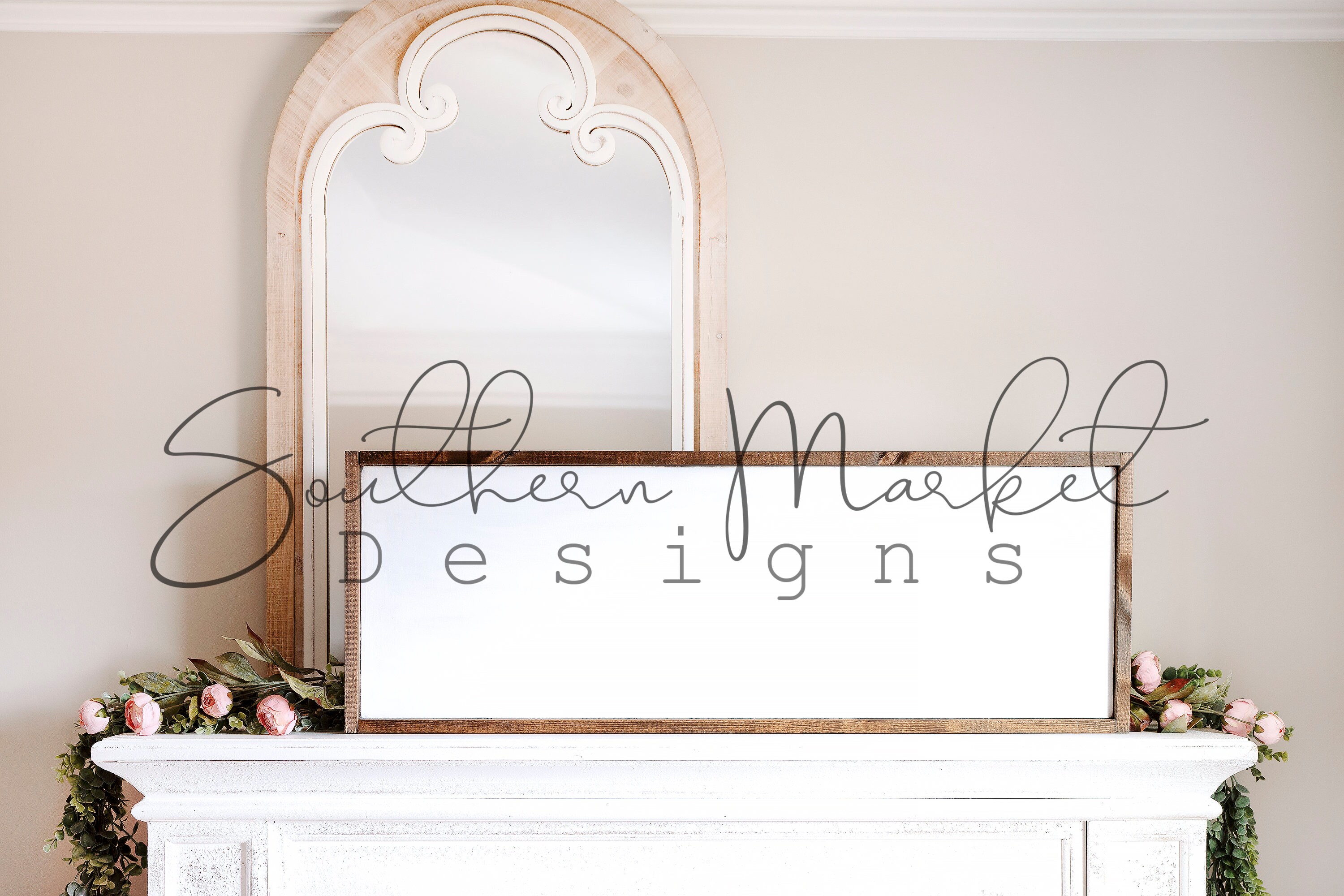 Wood 12x36 Sign Mock Up Wood Frame Mock Up Styled Product Stock Photography Wood Sign Flat Lay Farmhouse Spring Mock Up