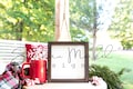 8x8 Christmas Wood Framed Sign Mock Up | Front Porch Sign Mock Up | Holiday Farmhouse Wood Sign Mock Up | Styled Product Stock Photography