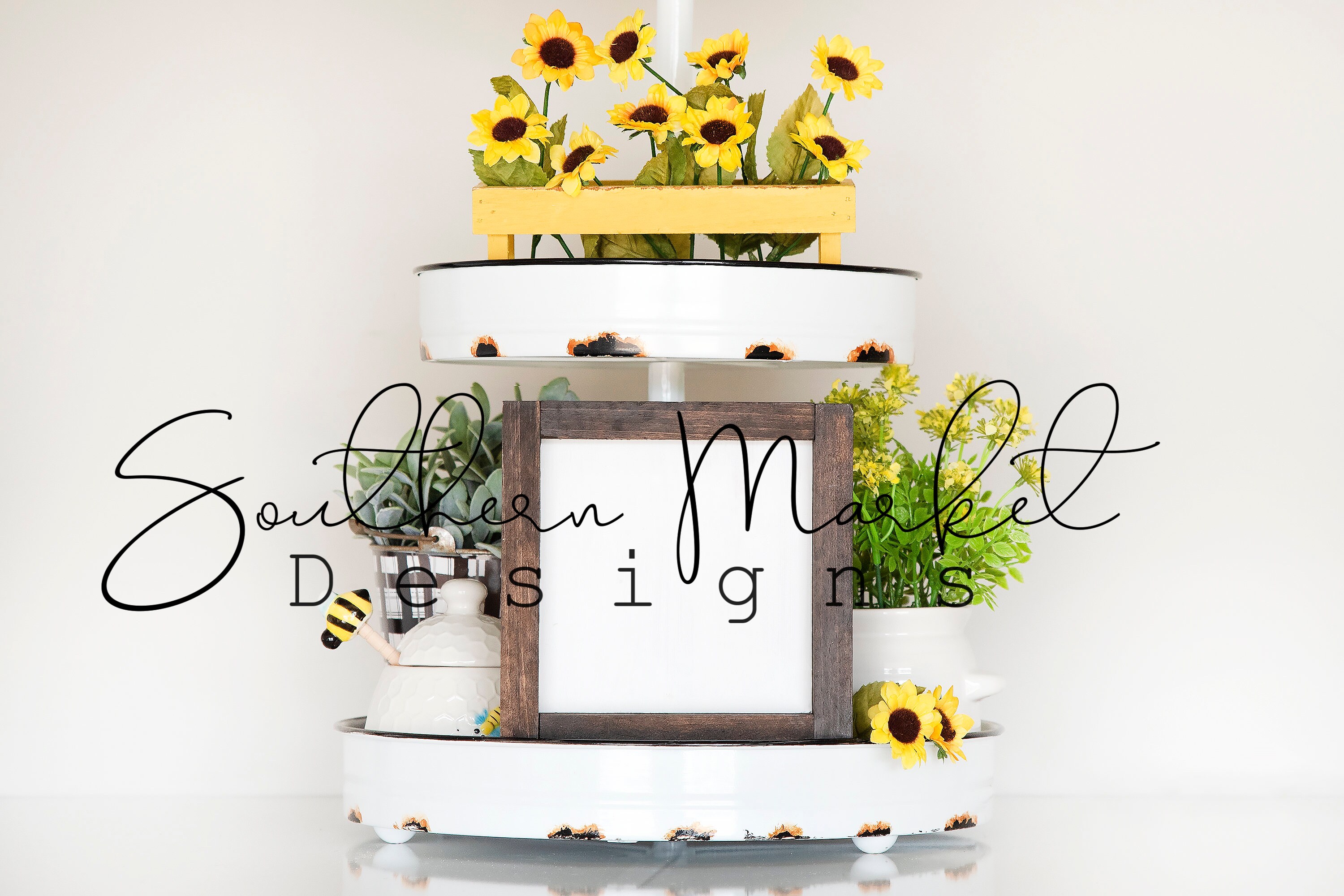 Wood Sign Tiered Tray Wood 6x6 Sign Mock Up White Wood Mock Up Styled Product Stock Photography Farmhouse Wood Sign Mock Up