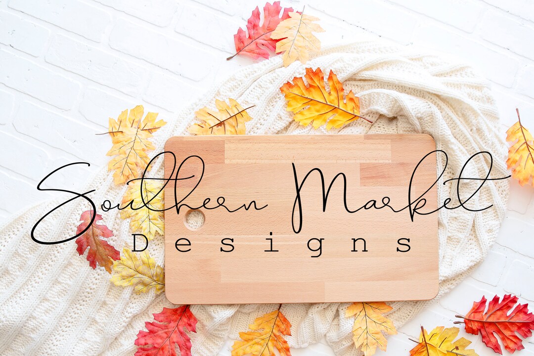Fall Ikea Bamboo Cutting Board Mock up Wood Round Flat Lay Etsy