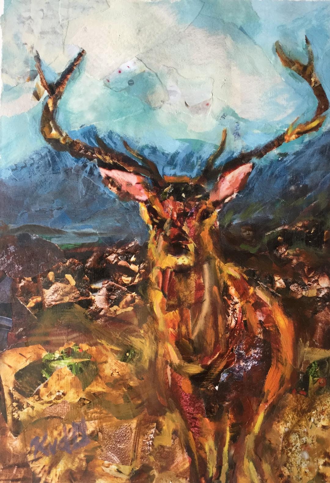 Stag Collage Stag Collage - A4 Print, Scottish Scene, Deer in Landscape, Scotland ...