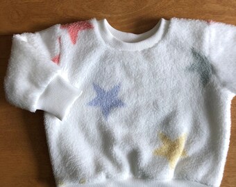 Starry hairy fleece crew neck, 3-6 months