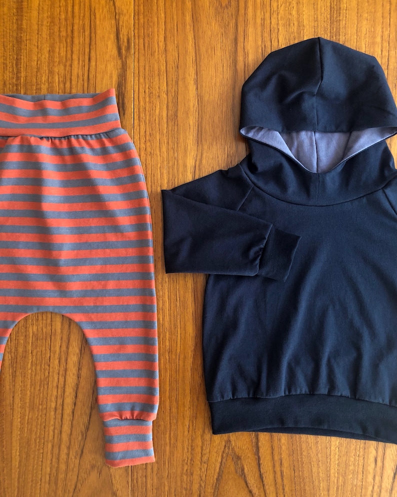 Grey and Rust striped harem pants