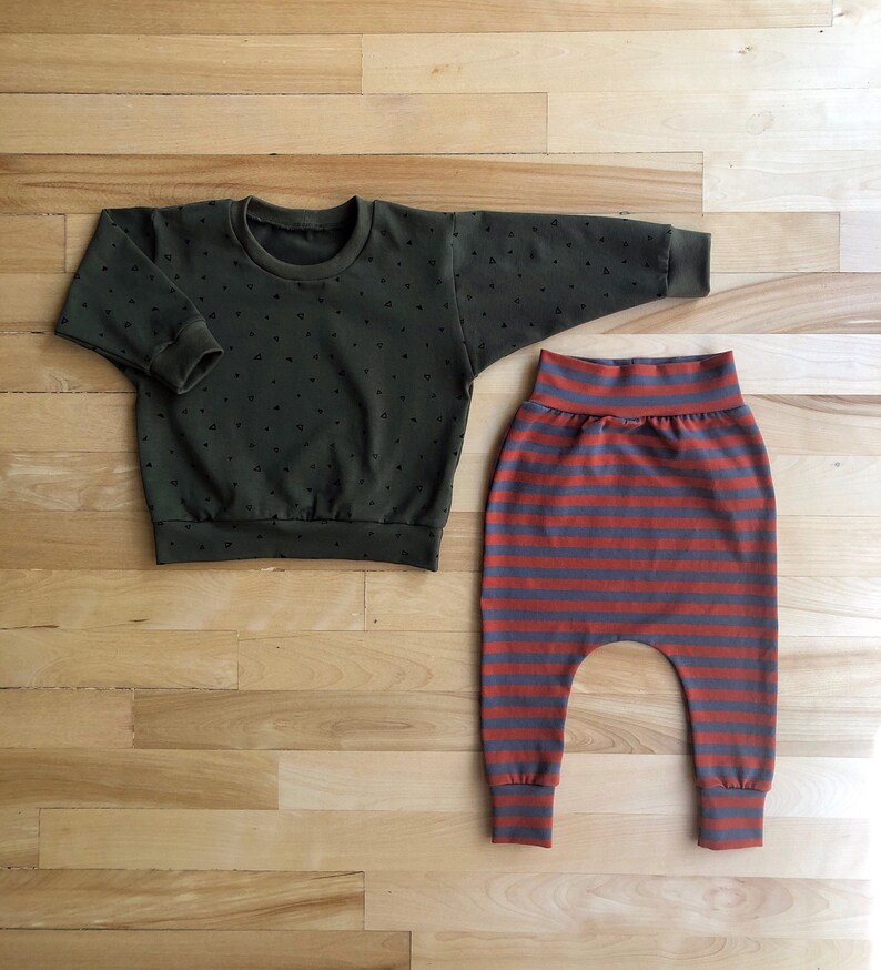 Grey and Rust striped harem pants