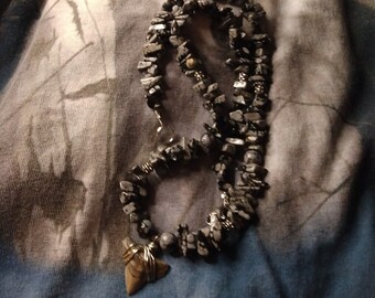 Shark Tooth With Snowflake Obsidian!