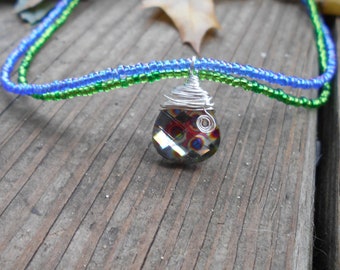 SALE! Wire Wrapped Gorgeous Glass Pendant!