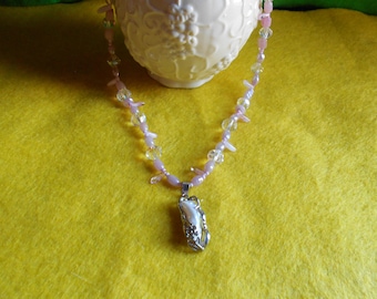 Protective Stick Pearl Necklace with 12 Crystals!