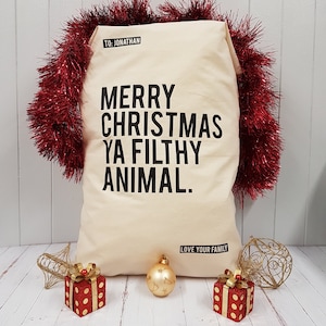 Personalised HOME ALONE Santa Sack Stocking Christmas Bag Xmas Gift for Adults and Children alike