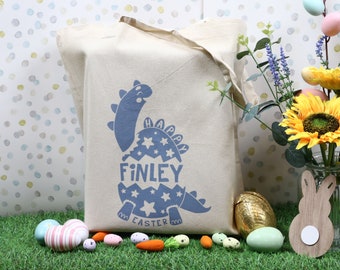 Personalised Easter Egg Hunt Bag, Easter Bunny bag - Childrens Dinosaur bag, a great Easter gift idea! Dinosaur Theme