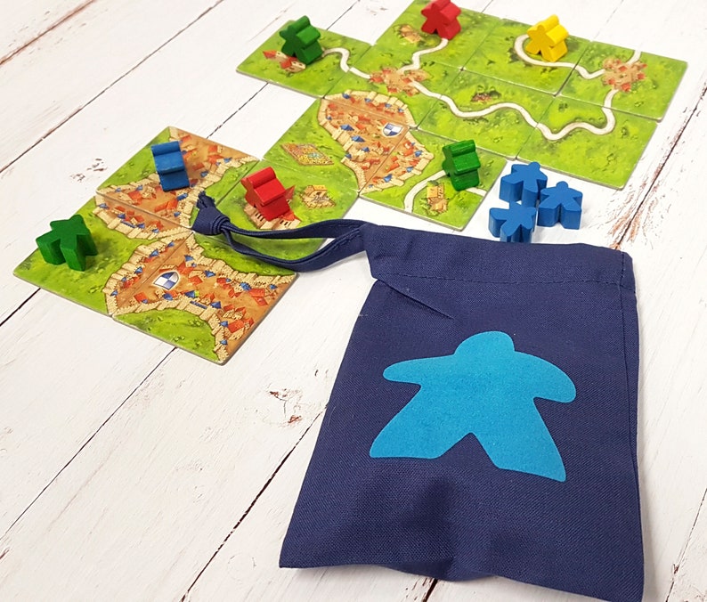 Carcassonne board game meeple pieces drawstring bag custom Etsy